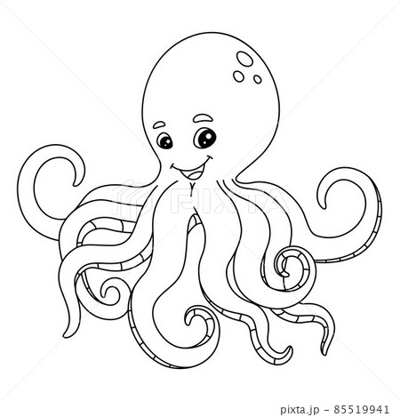 Octopus Coloring Page Isolated for Kids - Stock Illustration [85519941] -  PIXTA