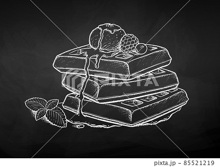 Vector chalk illustration of Waffles Vector chalk illustration of Waffles 85521219