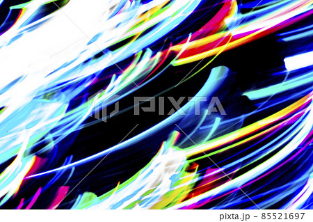 流れるようなブルー系光の筋　(背景素材) 85521697