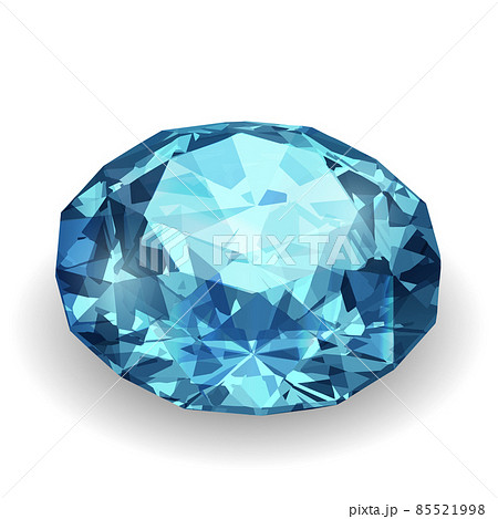 Realistic blue diamond with light reflections - shiny vector gemstone illustration Realistic blue diamond with light reflections - shiny vector gemstone illustration 85521998