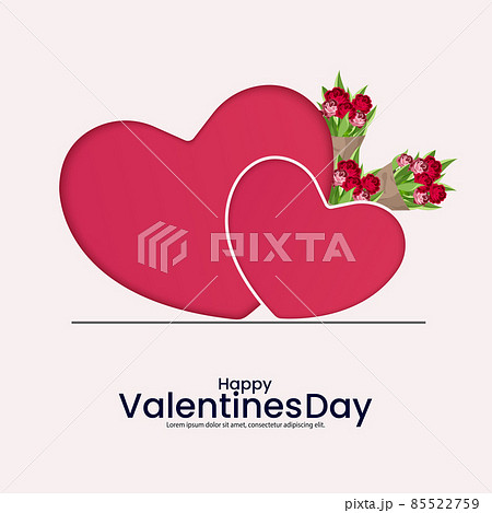 Valentine's Day greeting card. Red Heart with a rose bouquet. For Valentine's Day, Mother's and birthday greeting card design 85522759