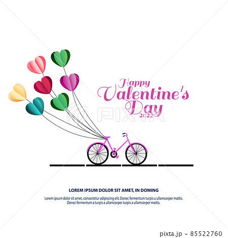 Valentine's Day card. Bicycle with heart shaped balloons. 85522760