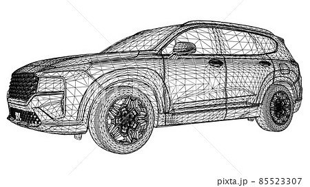 Abstract Creative vector car SUV large city OFF-ROAD vehicle lines connected to points Abstract Creative vector car SUV large city OFF-ROAD vehicle lines connected to points 85523307