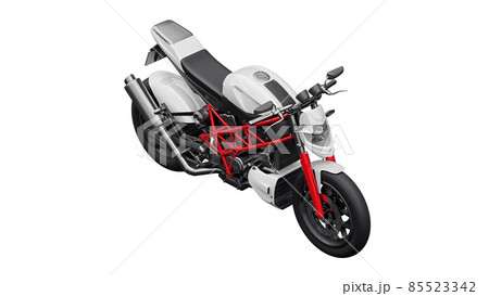 3d illustration. Red urban sport motorcycle on a white background. 3d rendering. 85523342