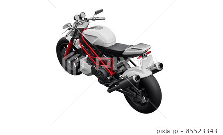 3d illustration. Red urban sport motorcycle on a white background. 3d rendering. 85523343