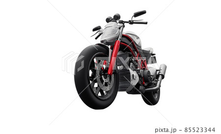 3d illustration. Red urban sport motorcycle on a white background. 3d rendering. 3d illustration. Red urban sport motorcycle on a white background. 3d rendering. 85523344