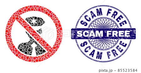 Grunge Scam Free Stamp and Geometric Stop Policeman Mosaic Grunge Scam Free Stamp and Geometric Stop Policeman Mosaic 85523584