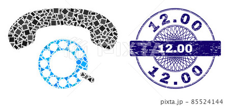 Rubber 12.00 Stamp Seal and Geometric Pulse Dialing Mosaic 85524144