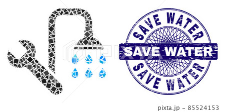 Textured Save Water Badge and Geometric Plumbing Mosaic Textured Save Water Badge and Geometric Plumbing Mosaic 85524153