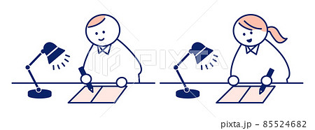 勉強をする　男の子　女の子 85524682