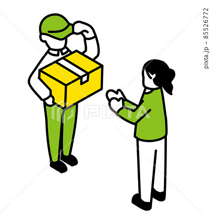 宅配を届ける人と受け取る人 85526772