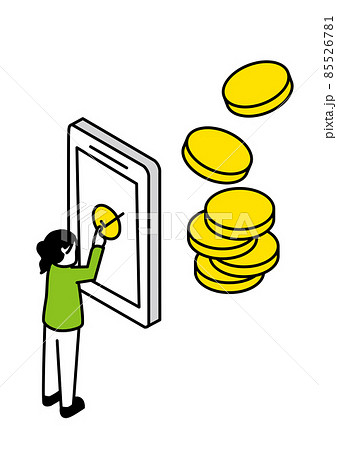 スマートフォンで支払う人 スマートフォンで支払う人 85526781