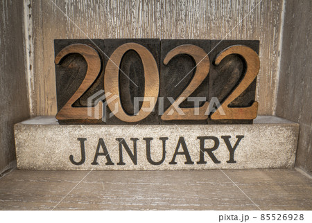 2022 January typography  in letterpress wood type 85526928