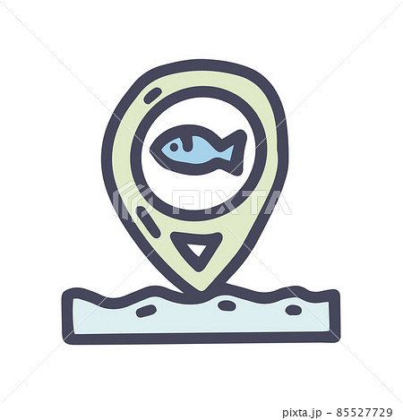 fish location pin color vector doodle simple icon 85527729