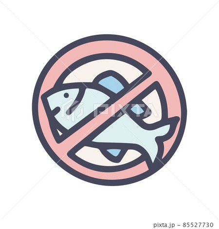 fishing prohibited sign color vector doodle simple icon 85527730