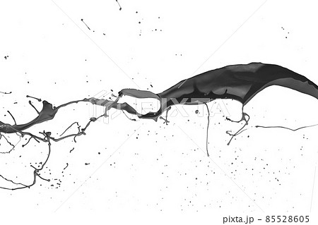 Splash of black fluid on white background Splash of black fluid on white background 85528605