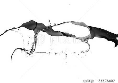 Splash of black fluid on white background Splash of black fluid on white background 85528607