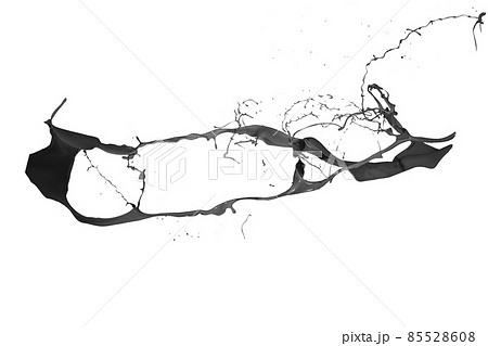 Splash of black fluid on white background 85528608