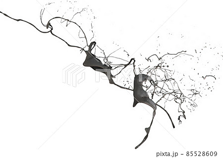 Splash of black fluid on white background Splash of black fluid on white background 85528609