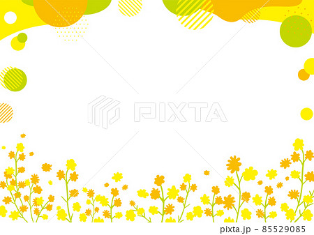 手描き春の花　幾何学模様フレーム 85529085