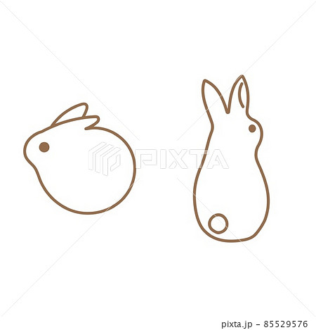 シンプルなうさぎのイラスト 横向き 後ろ姿 二羽のイラスト素材 シンプルなうさぎのイラスト 横向き 後ろ姿 二羽のイラスト素材