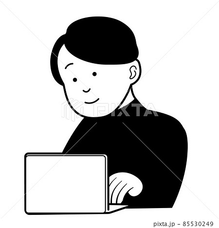 ノートパソコンで作業している若い男性 85530249