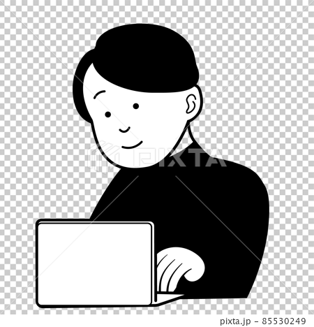 ノートパソコンで作業している若い男性 85530249