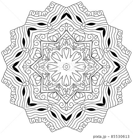 Hand drawn zentangle circular ornament for coloring page. 85530613