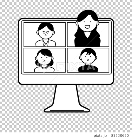 リモート会議の発言中の画面のイラスト 85530630
