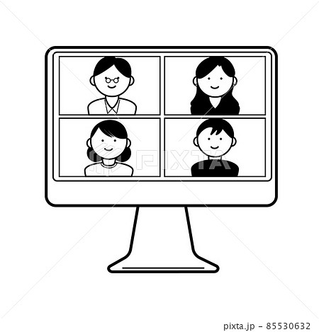 オンライン会議中のパソコン画面のイラスト 85530632