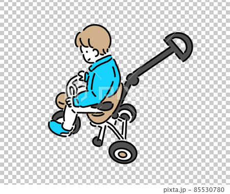 A child riding a tricycle with a handle 85530780
