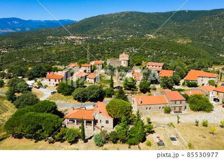 Aerial view on the city Marcevol. Eastern Pyrenees. Aerial view on the city Marcevol. Eastern Pyrenees. 85530977