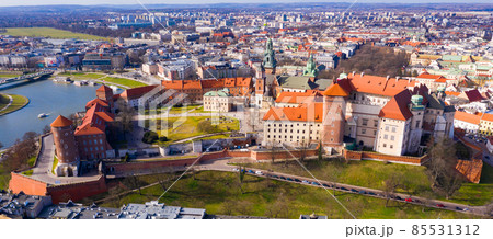 Wawel castle at Vistula river in Poland 85531312