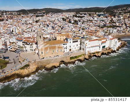 Landscape of Sitges on Mediterranean seaside Landscape of Sitges on Mediterranean seaside 85531417