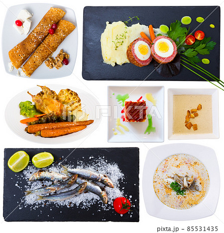 Set of dishes isolated on white Set of dishes isolated on white 85531435