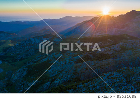 Highland landscape at sunset, Picos de Europa Highland landscape at sunset, Picos de Europa 85531688