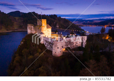 Niedzica Castle in evening, Poland 85531782