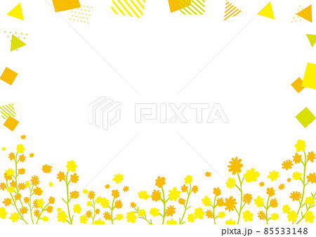 手描き春の花　幾何学模様フレーム 85533148
