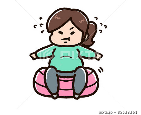 Obese woman riding a balance ball - Stock Illustration [85533361] - PIXTA