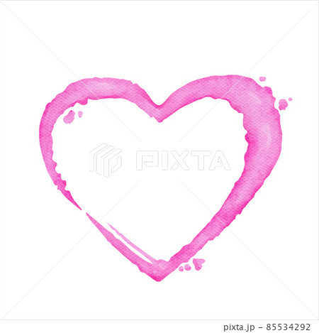 Watercolor liquid pink heart shape, Valentine element card. Vector. 85534292