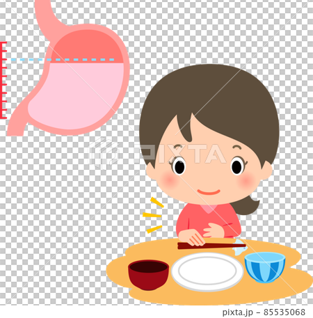Image of the eighth minute of the belly and the woman who finished the meal 85535068