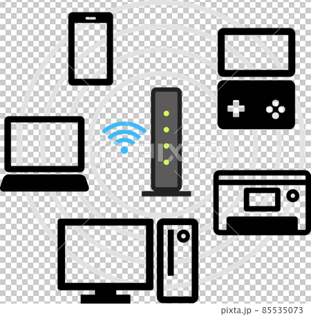 ルーターとスマートフォンやパソコン、無線LAN 85535073