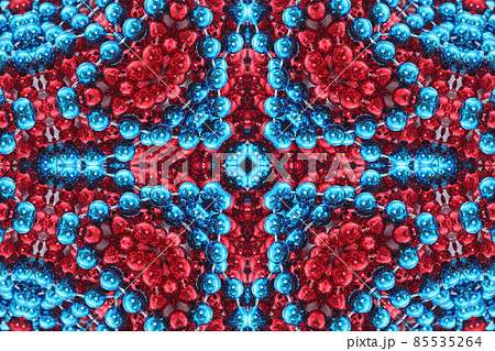 Red and Blue Beaded Abstract Background Kaleidoscope 85535264