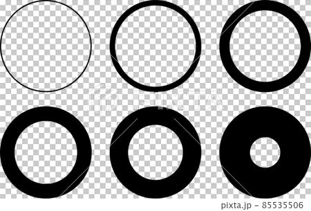 線の太さの違う黒丸フレームセット 85535506
