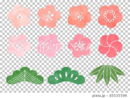 松竹梅水彩 85535599