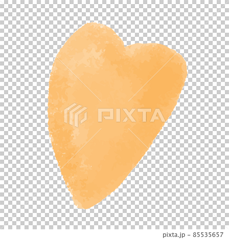 水彩モチーフ_ハート_オレンジ 85535657