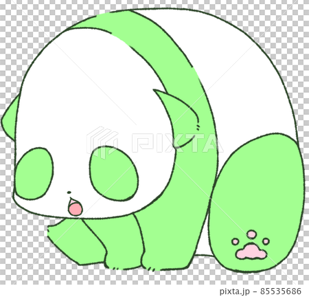 A child's panda (green) who sits down and leans forward to open his mouth A child's panda (green) who sits down and leans forward to open his mouth 85535686