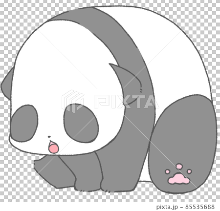 A child's panda (gray) who sits down and leans forward to open his mouth A child's panda (gray) who sits down and leans forward to open his mouth 85535688
