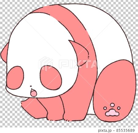 A child's panda (red) who sits down and leans forward to open his mouth A child's panda (red) who sits down and leans forward to open his mouth 85535689