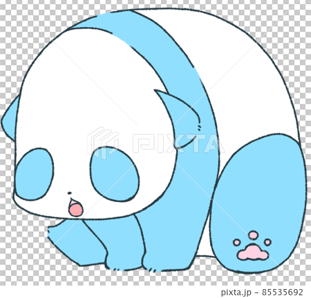 A child's panda (light blue) that sits down and leans forward to open its mouth A child's panda (light blue) that sits down and leans forward to open its mouth 85535692